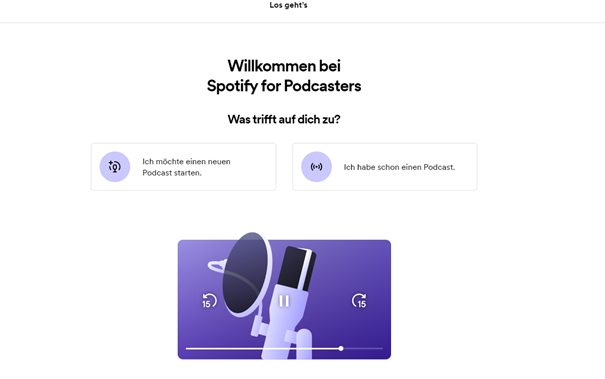 Screenshot Spotify Podcast erstellen Startseite
