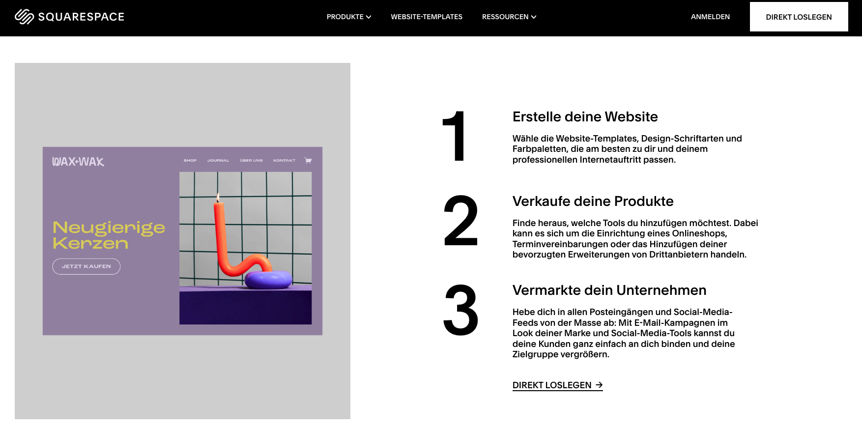 Homepage-Baukasten Squarespace