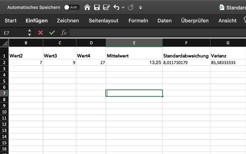 Standardabweichung und Varianz mit Excel berechnen