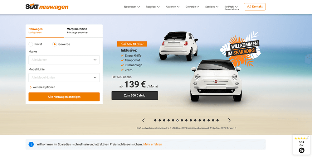 Suchmaschinenmarketing Beispiel Sixt