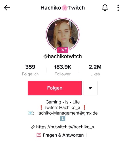 Screenshot TikTok-Live im Profil