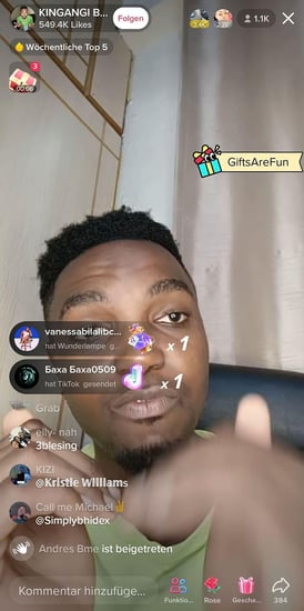 Screenshot TikTok-Live eines Creators