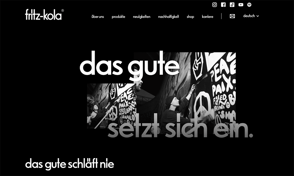 Screenshot Unternehmenswebseite Fritz-Kola