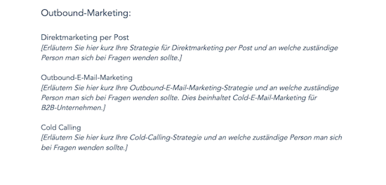 Screenshot aus der HubSpot-Vorlage Abschnitt Outbound