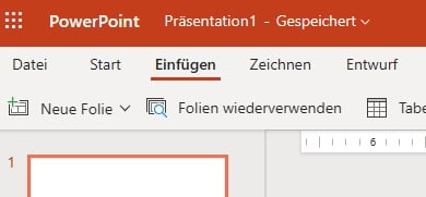 Screenshot aus PowerPoint Web