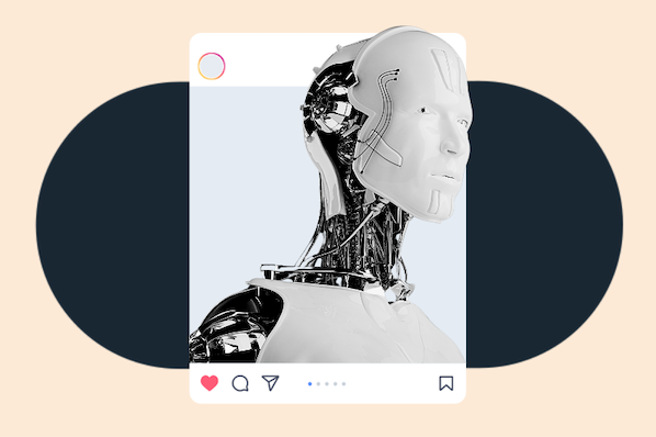 Instagram-Beitrag mit Roboter als virtueller Influencer
