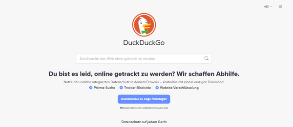 Screenshot Webcrawler DuckDuckGo