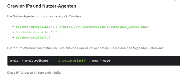Screenshot Webcrawler Facebook Bot