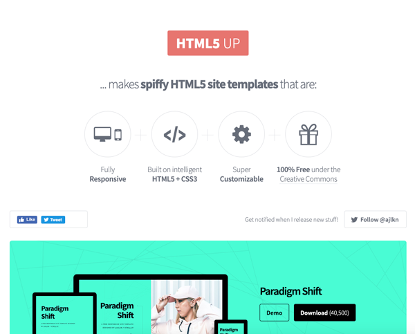 Screenshot der HTML5-up Website