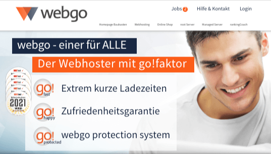 Screenshot Website Webhosting-Anbieter Webgo