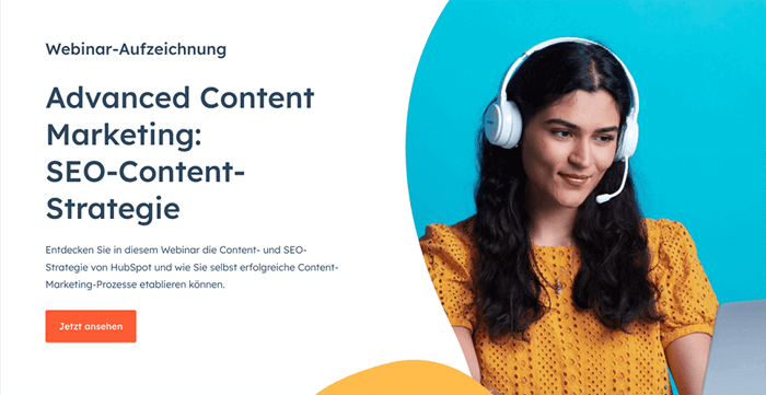 Screenshot Webinar-Landingpage Hubspot