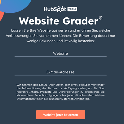 Screenshot Website-Analyse-Tool Hubspot Website Grader