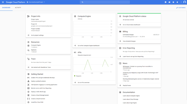 Screenshot Google Cloud Platform