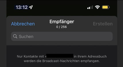 WhatsApp Broadcast Liste erstellen