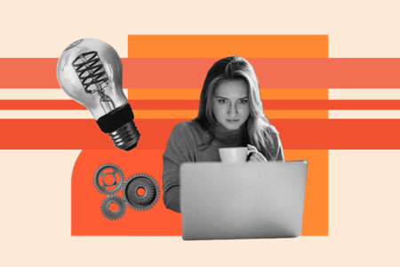 Person am Laptop sucht Wissensmanagement-Tools aus