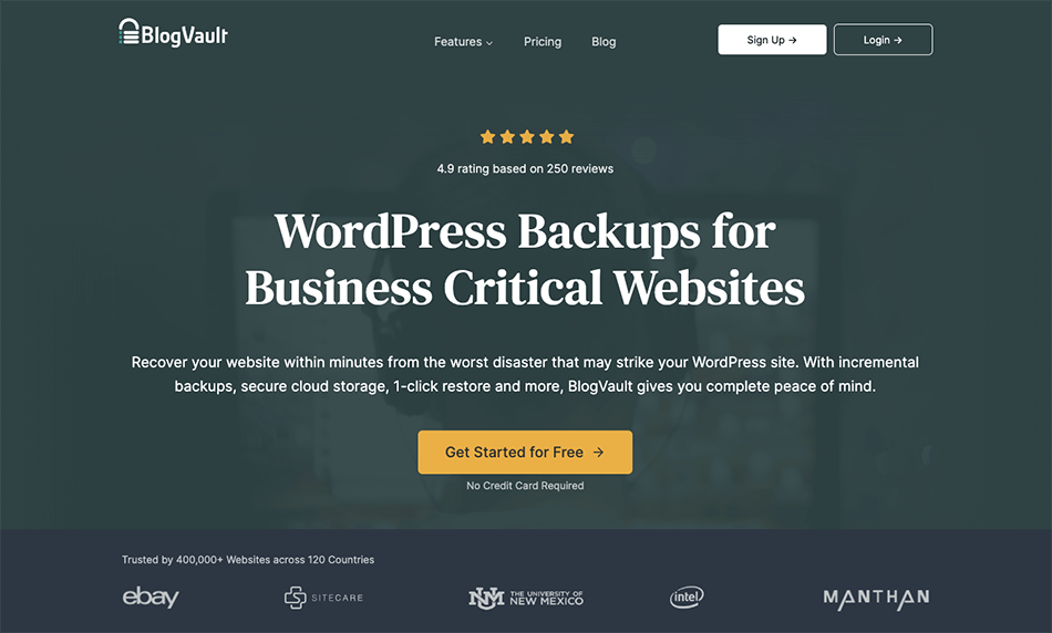 Screenshot WordPress-Backup-Plugin BlogVault