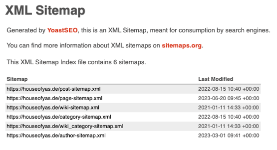 Screenshot XML-Sitemap