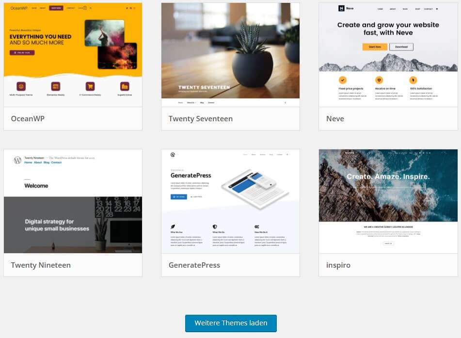 WordPress Themenauswahl