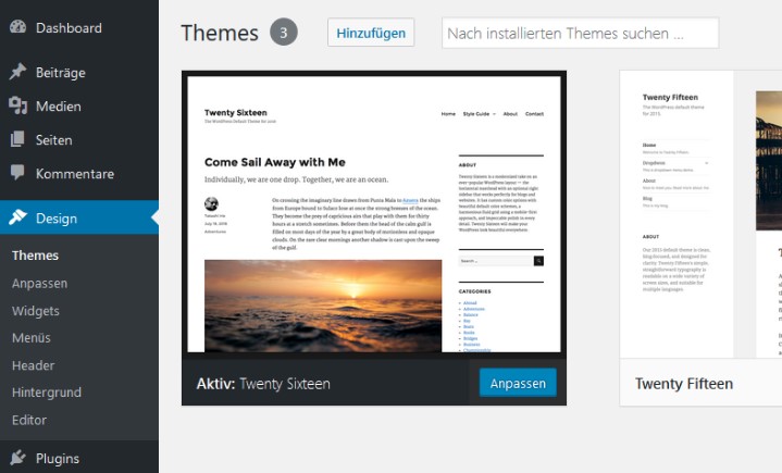 WordPress Themen hochladen