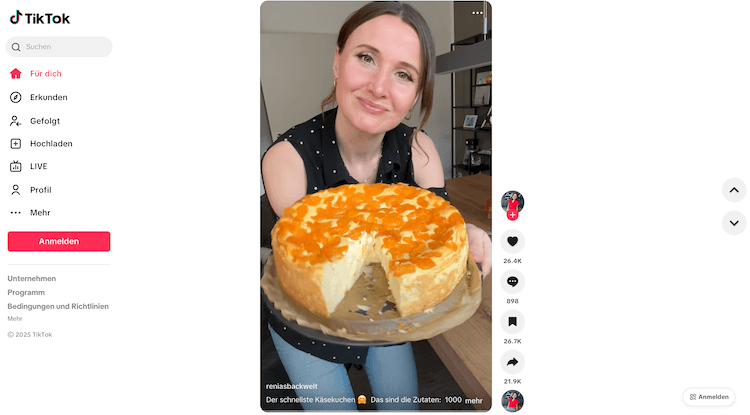 Screenshot der YouTube-Alternative TikTok