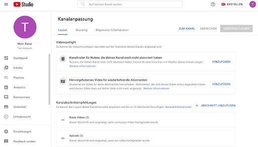 YouTube-Kanal anpassen Einstellungen