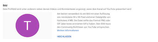 YouTube-Kanal erstellen - Profilbild hinzufügen