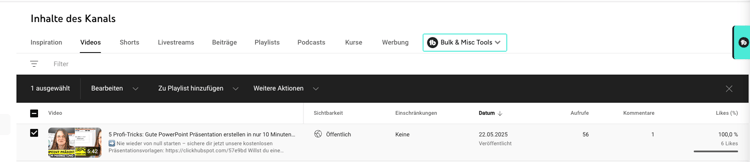 Screenshot, wie man ein Video zu einer Playlist hinzufuegt