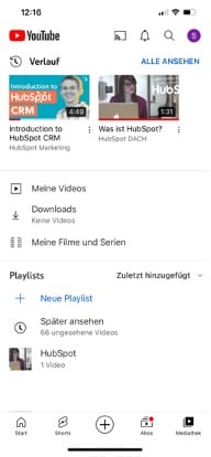 Alle YouTube-Playlists anzeigen