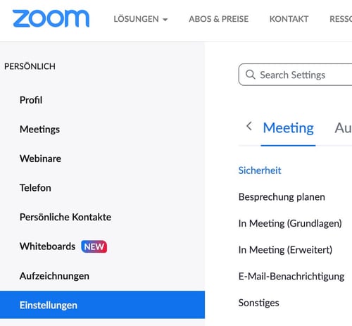 Screenshot Zoom Breakout Rooms Einstellungen