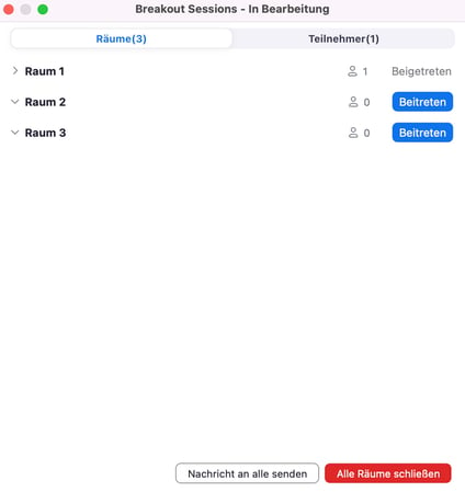 Screenshot Zoom Breakout Rooms schließen
