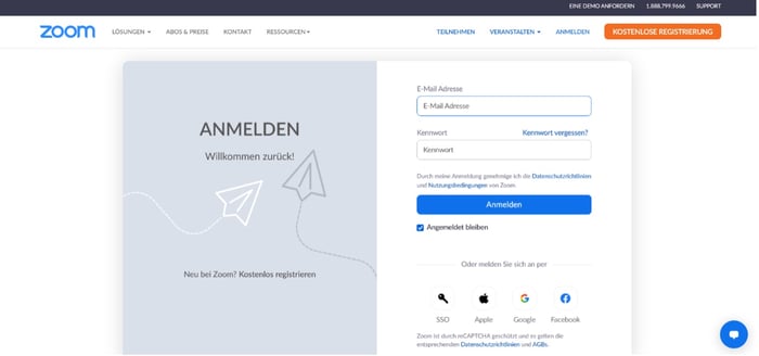 Screenshot Zoom-Meeting erstellen Anmeldung