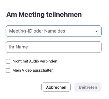 Screenshot Zoom-Meeting erstellen am Meeting teilnehmen