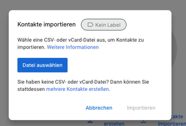 LinkedIn-Kontakte exportieren: Gmail CSV hochladen