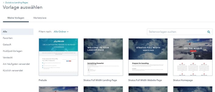 HubSpot Landing-Page Vorlage