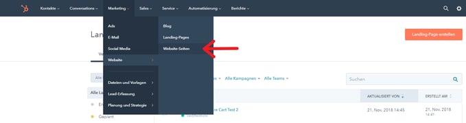 HubSpot Website-Seiten