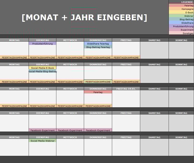 Die kostenlose Vorlage für Ihren SocialMediaKalender