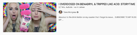 Thumbnail eines Videos vom Kanal des Creators „Tana Mongeau“