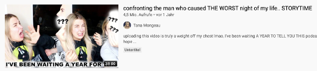 Thumbnail eines Videos vom Kanal des Creators „Tana Mongeau“