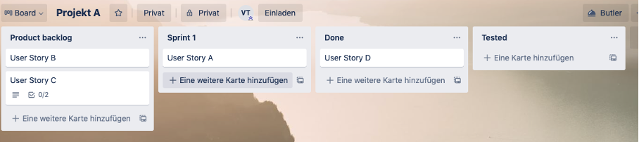 User Story Map in Trello