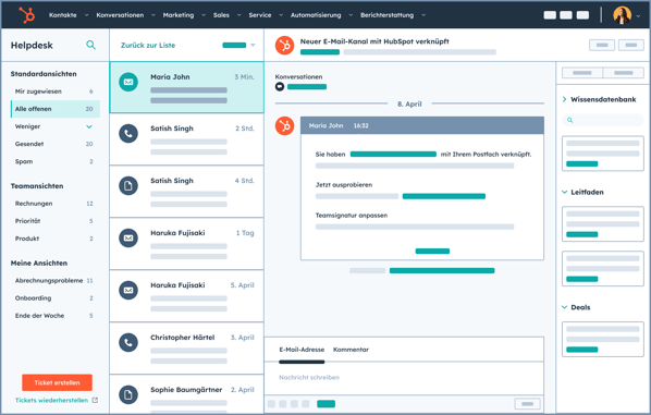 Kundenservice-Automatisierung mit HubSpot Helpdesk