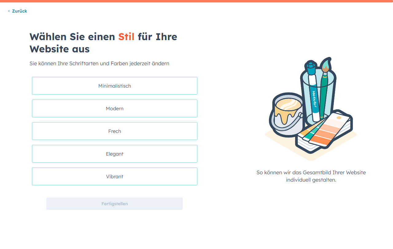 Screenshot des KI-Website Builder von HubSpot