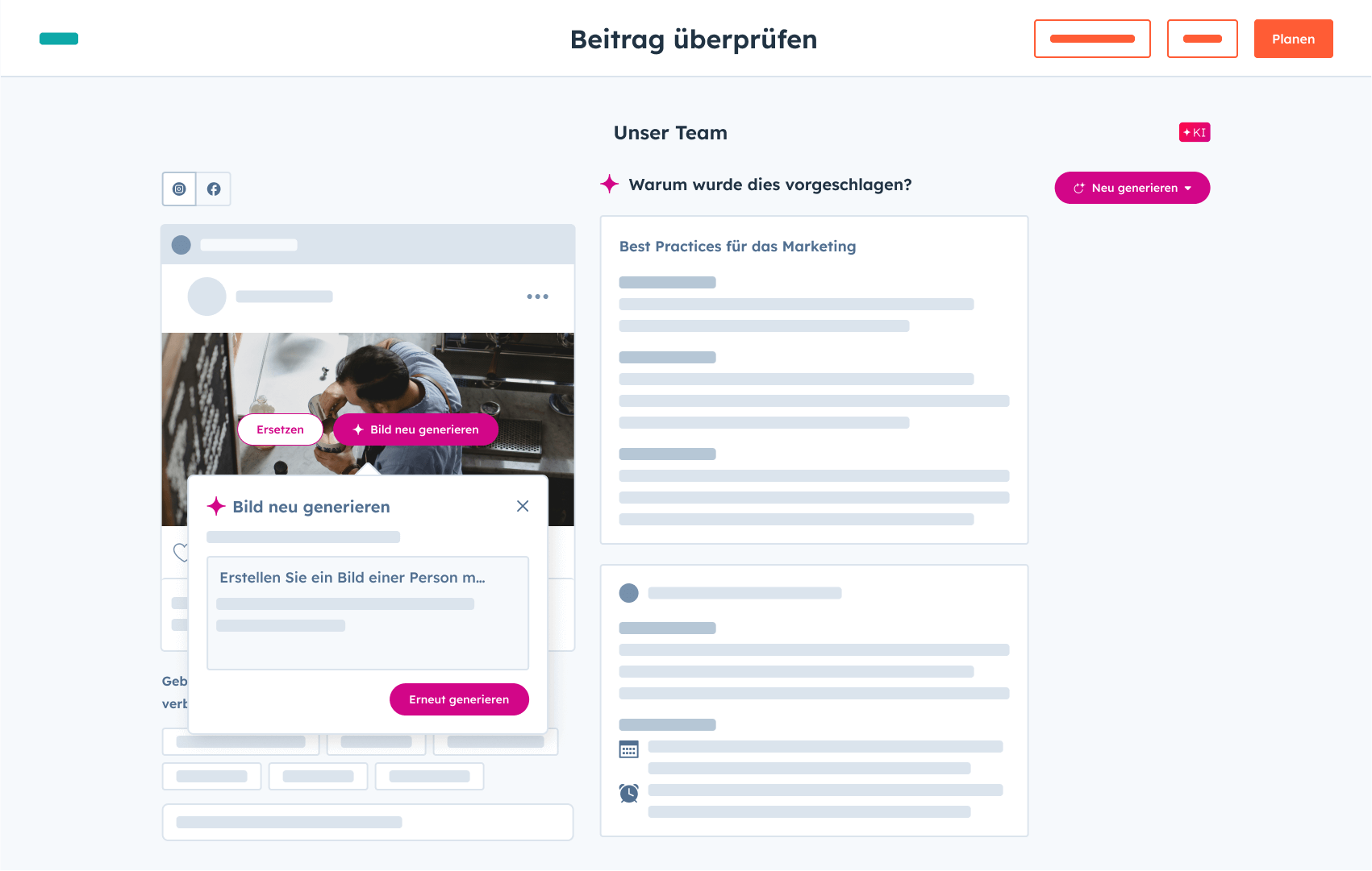 Vereinfachte Darstellung Social Agent in HubSpot