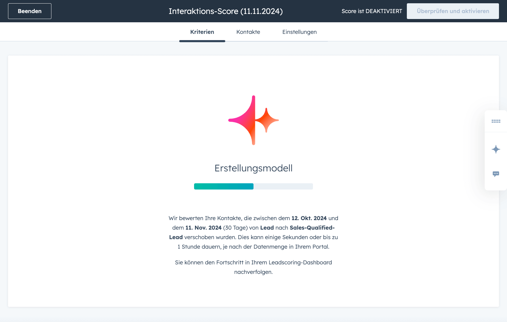 Screenshot HubSpot AI Lead Scoring 