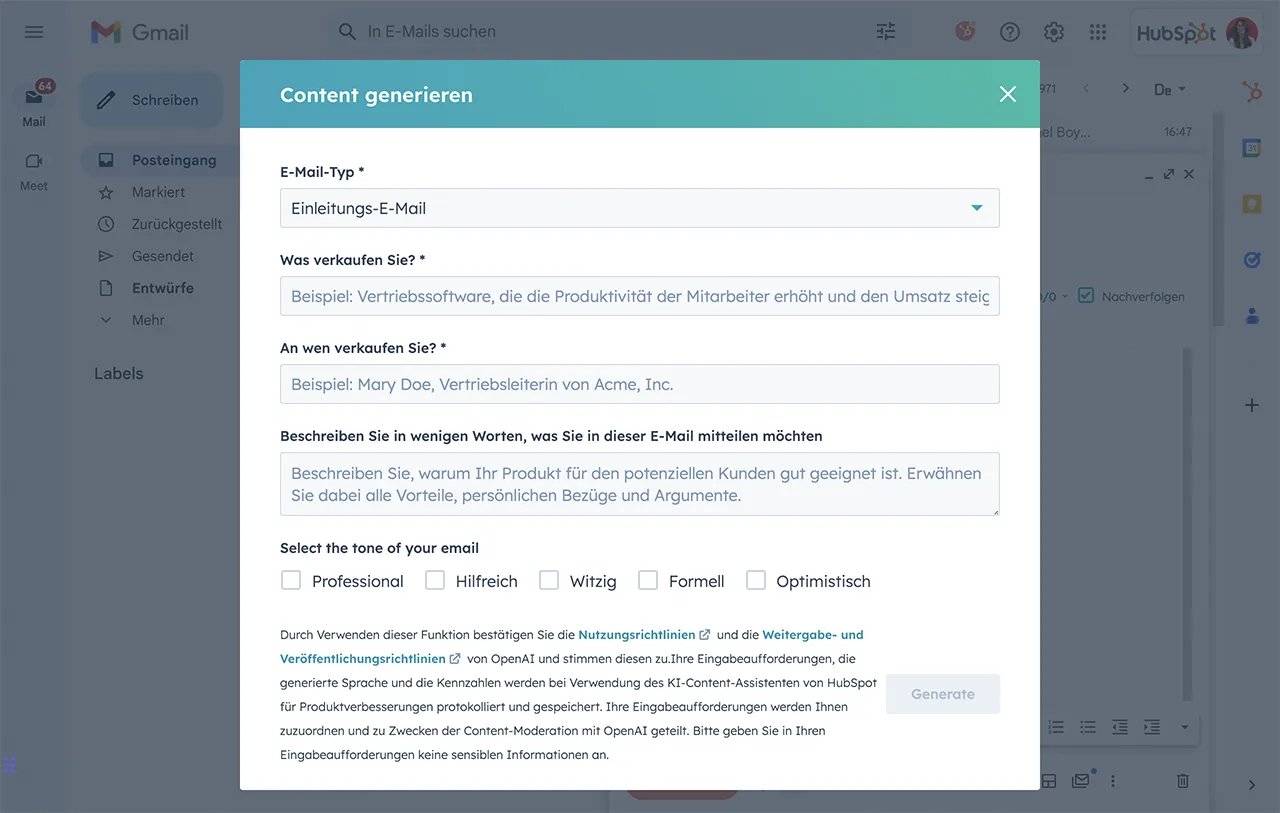 Screenshot AI E-Mail-Writer 