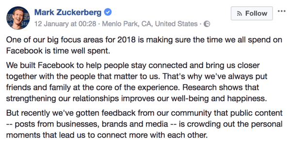 Mark Zuckerberg – Facebook-Ankündigung