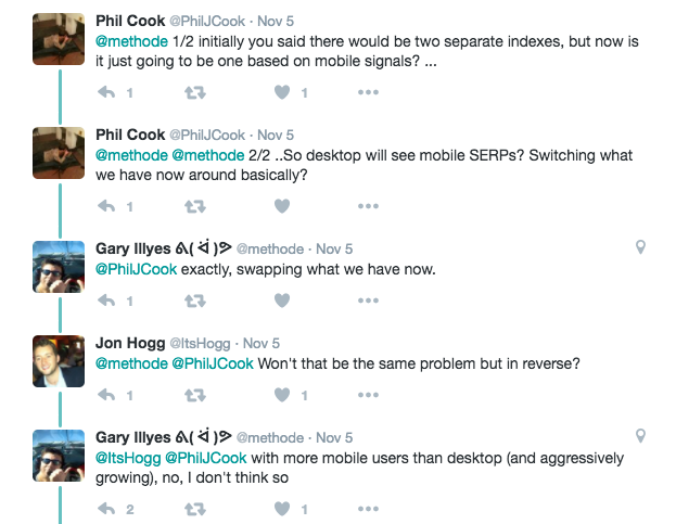 Twitter-Kommentare von Gary Illyes zur Mobile-First-Indexierung bei Google Twitter-Kommentare von Gary Illyes zur Mobile-First-Indexierung bei Google