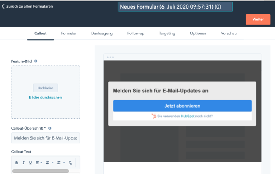 Ein Exit-Intent Popup in HubSpot erstellen