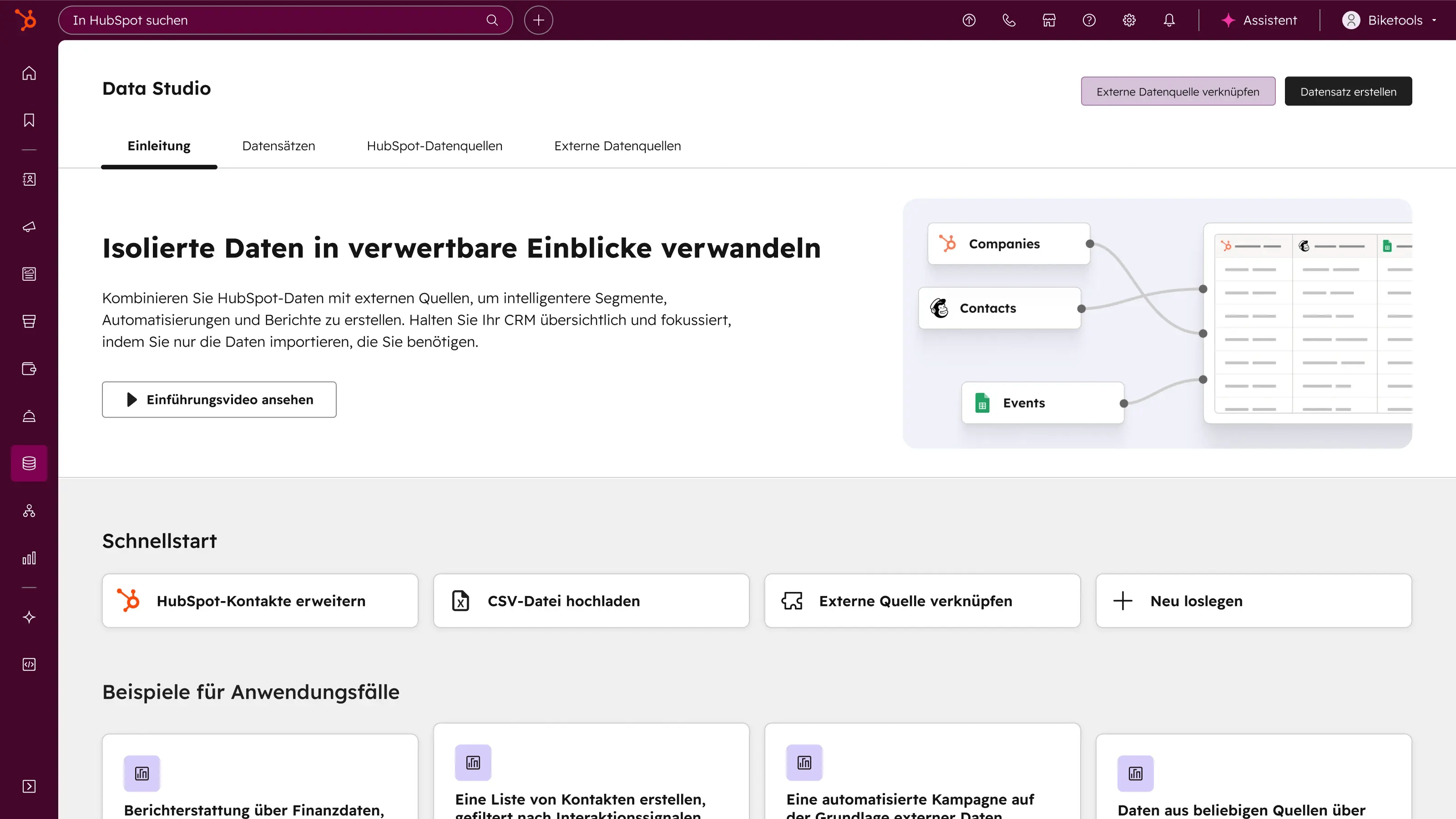 Data Hub - Data Studio Landing Page_de
