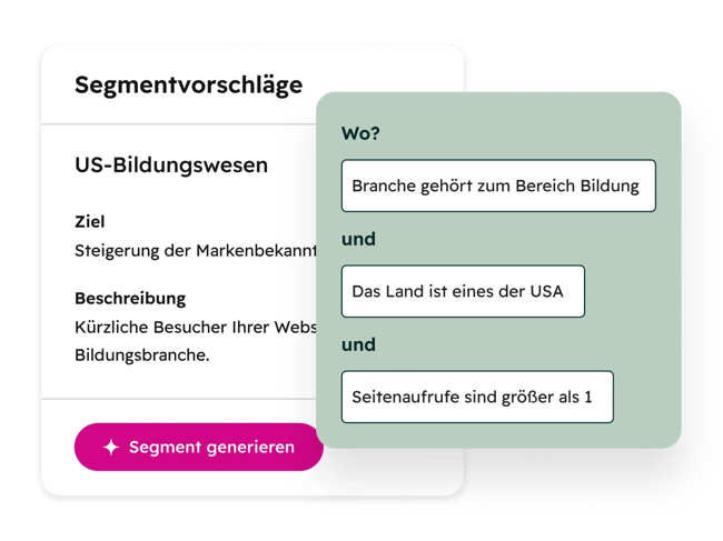 Segementvorschlaege in HubSpot Marketing Hub