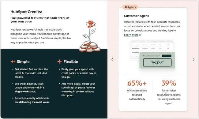 Guthabenbasierte Abrechnungsmodelle für KI von HubSpot